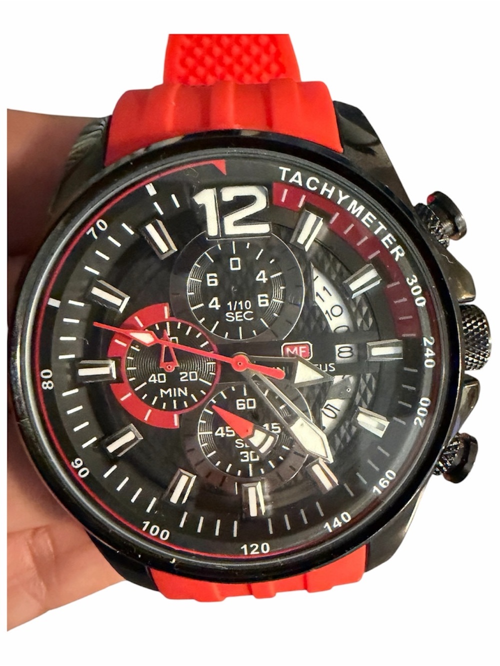 Mini Focus Watch Red Resin Band NEW BATTERY Working